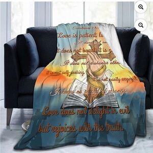 Bible Verse Blanket Corinthians 13:4-7 Prayers- Religious 50"x40"